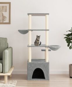 Arbre à chat avec griffoirs en sisal gris clair 147 cm