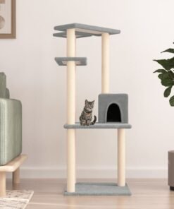 Arbre à chat avec griffoirs en sisal gris clair 123 cm