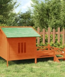 Chenil marron 159x120x88,5 cm bois de pin solide