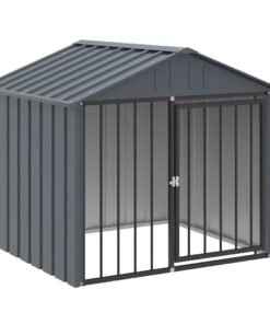 Alternative view of Niche pour chien avec toit noir 117x103x102 cm acier galvanisé