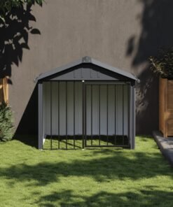 Niche pour chien avec toit noir 117x103x102 cm acier galvanisé