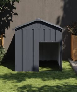 Niche pour chien avec toit anthracite acier galvanisé