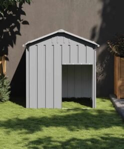 Niche pour chien avec toit gris clair acier galvanisé