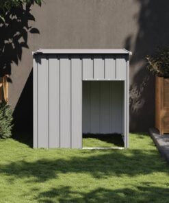 Niche pour chien avec toit gris clair 110 x 103 x 109 cm Acier galvanisé
