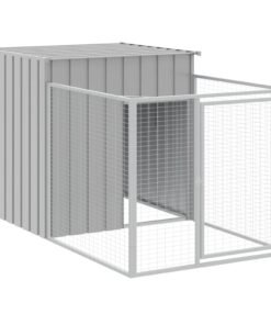 Alternative view of Niche pour chien avec enclos Gris clair 110 x 201 x 110 cm Acier galvanisé