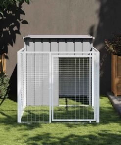 Niche pour chien avec enclos Gris clair 110 x 201 x 110 cm Acier galvanisé