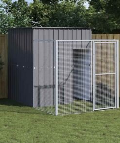 Niche pour chien avec cour anthracite 165x251x181 cm