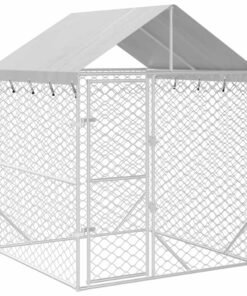 Alternative view of Chenil d'extérieur pour chiens avec toit argenté 2x2x2,5 m