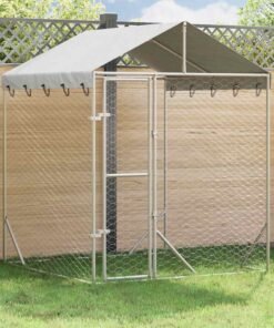 Chenil d'extérieur pour chiens avec toit argenté 2x2x2,5 m
