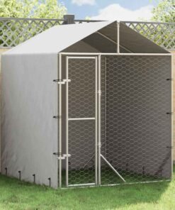 Chenil d'extérieur pour chiens avec toit argenté 2x2x2,5 m
