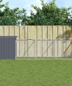 Niche pour chien avec cour anthracite 110x405x110 cm