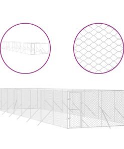 Alternative view of Chenil d'extérieur pour chiens argenté 4x16x2 m acier galvanisé