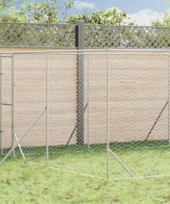 Chenil d'extérieur pour chiens argenté 4x16x2 m acier galvanisé