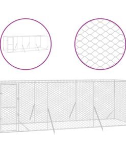 Alternative view of Chenil d'extérieur pour chiens argenté 6x2x2 m acier galvanisé