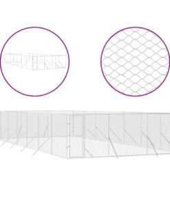 Alternative view of Chenil d'extérieur pour chiens argenté 6x14x2 m acier galvanisé
