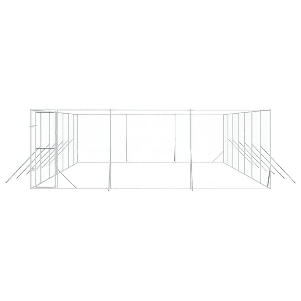 Chenil d'extérieur pour chiens argenté 6x14x2 m acier galvanisé – Image 5
