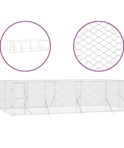 Alternative view of Chenil d'extérieur pour chiens argenté 8x4x2 m acier galvanisé