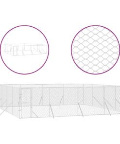 Alternative view of Chenil d'extérieur pour chiens argenté 8x8x2 m acier galvanisé