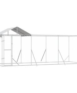 Alternative view of Chenil d'extérieur pour chiens avec toit argenté 6x2x2,5 m