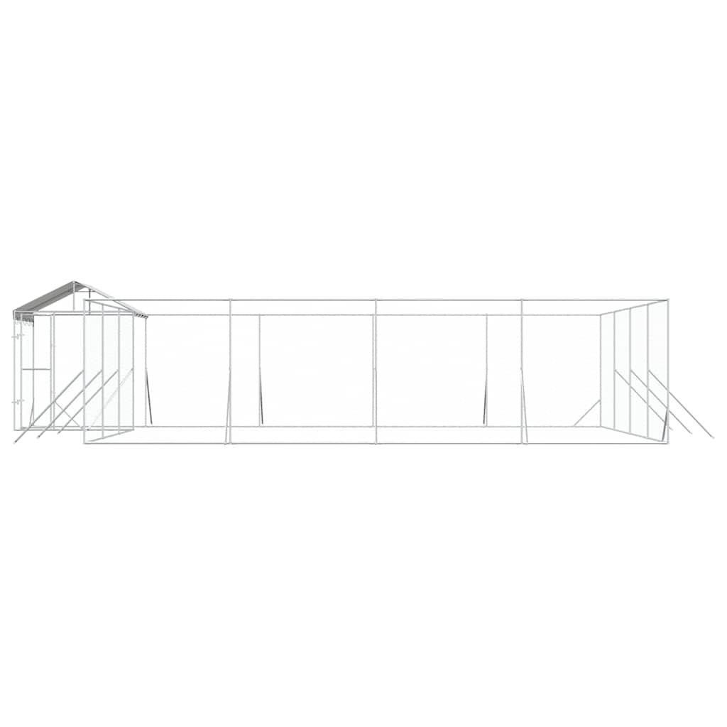Chenil d'extérieur pour chiens avec toit argenté 10x8x2,5 m – Image 5