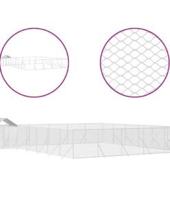 Alternative view of Chenil d'extérieur pour chiens avec toit argenté 12x12x2,5 m