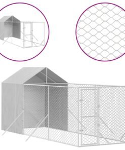 Alternative view of Chenil d'extérieur pour chiens avec toit argenté 2x6x2,5 m