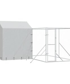 Alternative view of Chenil d'extérieur pour chiens avec toit argenté 4x4x2,5 m