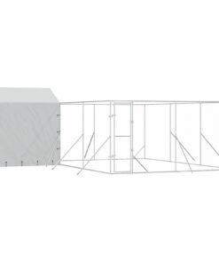 Alternative view of Chenil d'extérieur pour chiens avec toit argenté 6x6x2,5 m