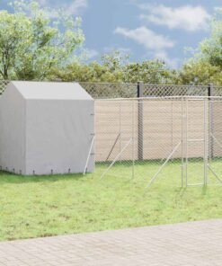 Chenil d'extérieur pour chiens avec toit argenté 6x6x2,5 m