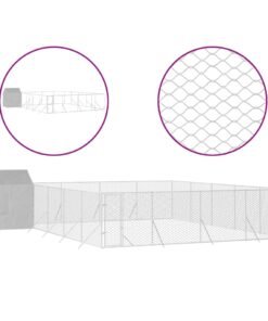Alternative view of Chenil d'extérieur pour chiens avec toit argenté 10x10x2,5 m