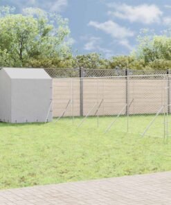 Chenil d'extérieur pour chiens avec toit argenté 10x10x2,5 m