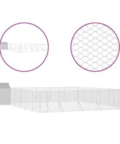 Alternative view of Chenil d'extérieur pour chiens avec toit argenté 12x12x2,5 m