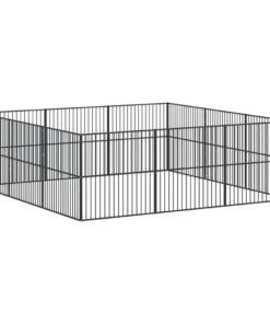 Alternative view of Parc pour chien 12 panneaux noir acier galvanisé