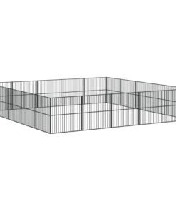 Alternative view of Parc pour chien 20 panneaux noir acier galvanisé
