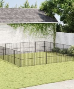 Parc pour chien 20 panneaux noir acier galvanisé