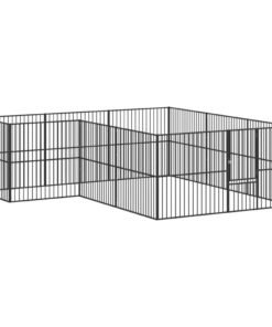 Alternative view of Parc pour chien 12 panneaux noir acier galvanisé
