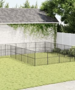 Parc pour chien 20 panneaux noir acier galvanisé