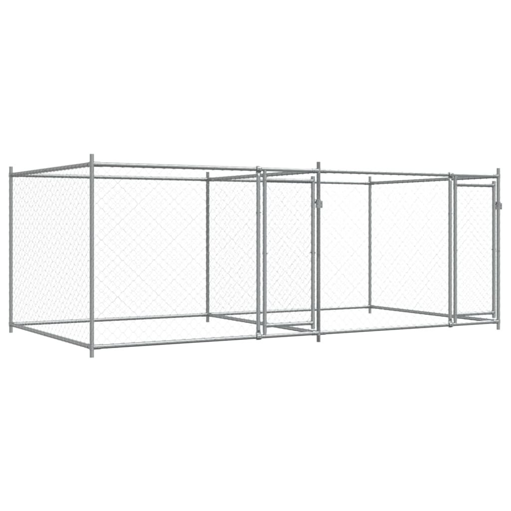 Cage pour chien avec portes gris 4x2x1,5 m acier galvanisé – Image 2