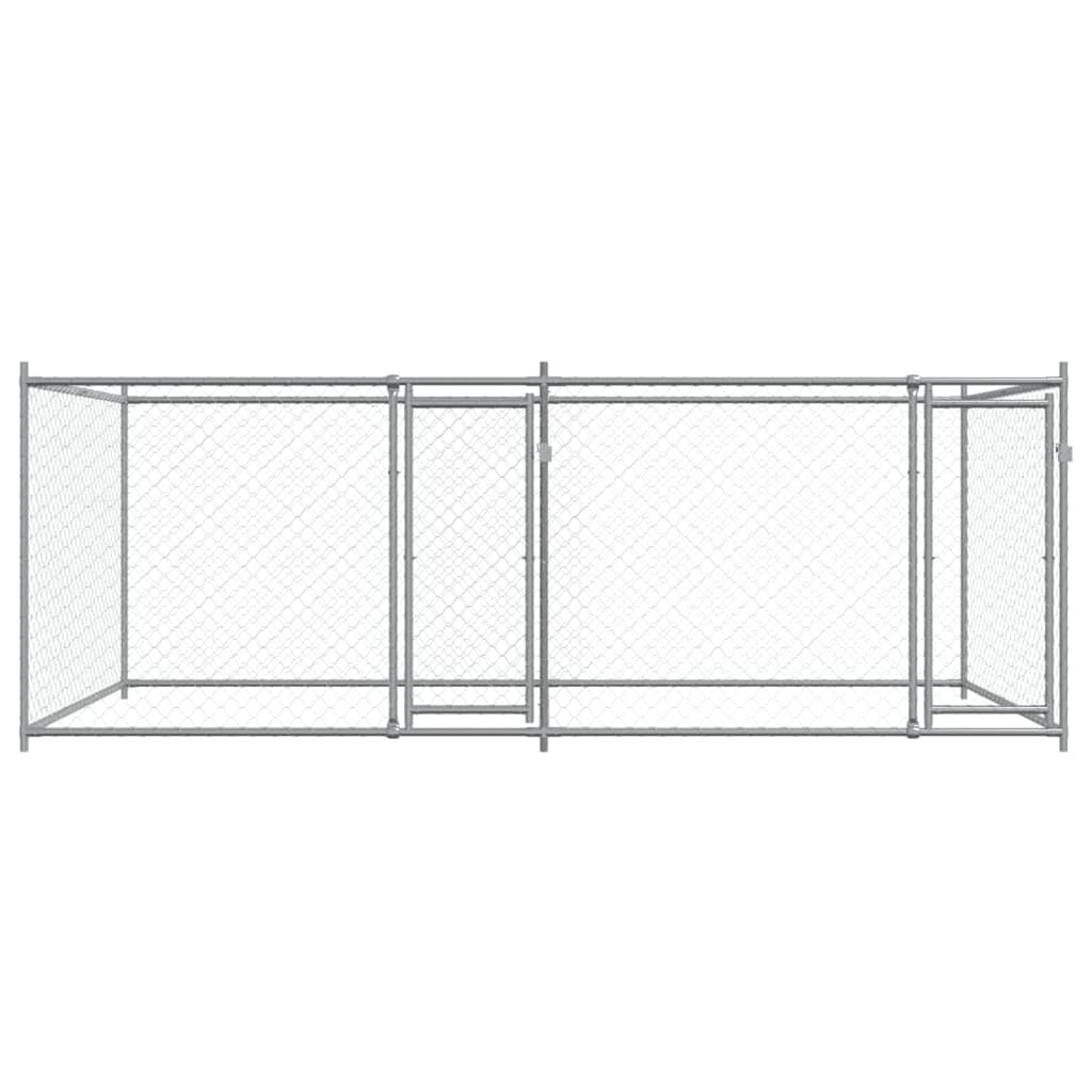 Cage pour chien avec portes gris 4x2x1,5 m acier galvanisé – Image 4