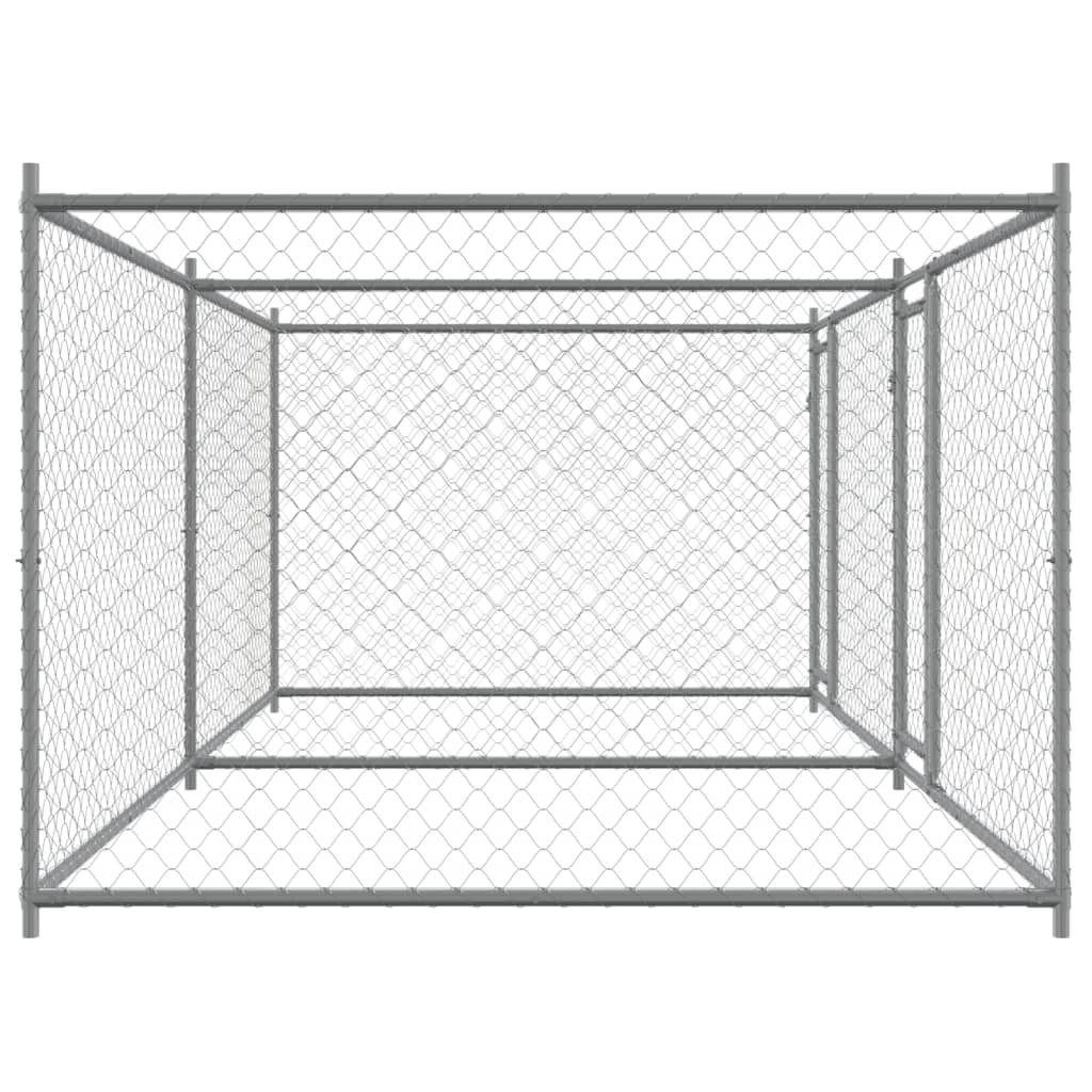 Cage pour chien avec portes gris 4x2x1,5 m acier galvanisé – Image 5