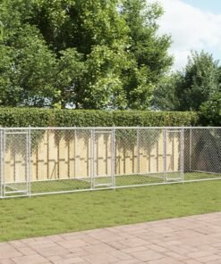 Cage pour chien avec portes gris 12x2x1,5 m acier galvanisé