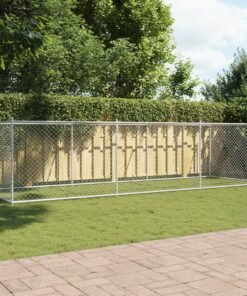 Cage pour chien avec porte gris 6x2x1,5 m acier galvanisé