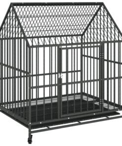 Alternative view of Cage pour chien avec roues noir gris acier galvanisé