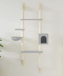 Arbre à chat mural avec griffoir gris clair 180 cm