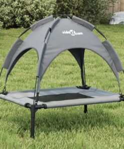 Lit pour chien avec auvent anthracite tissu Oxford et acier