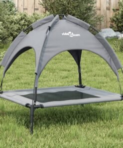 Lit pour chien avec auvent anthracite tissu Oxford et acier