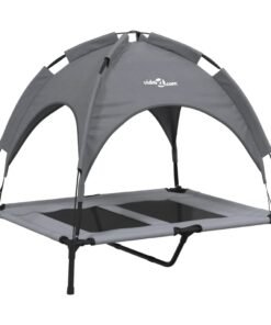 Alternative view of Lit pour chien avec auvent anthracite tissu Oxford et acier