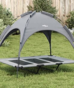 Lit pour chien avec auvent anthracite tissu Oxford et acier