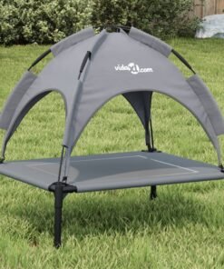 Lit pour chien avec auvent anthracite tissu Oxford et acier