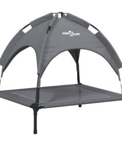 Alternative view of Lit pour chien avec auvent anthracite tissu Oxford et acier